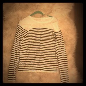 A JCREW sweater white with black stripe. Size S
